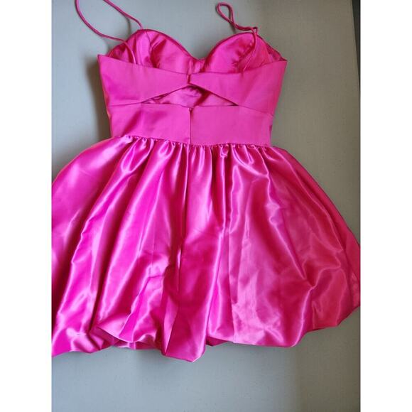 NWT Mac Duggal Bow Bubble Mini Dress Size 4 Hot Pink #9J505 - Picture 5 of 10